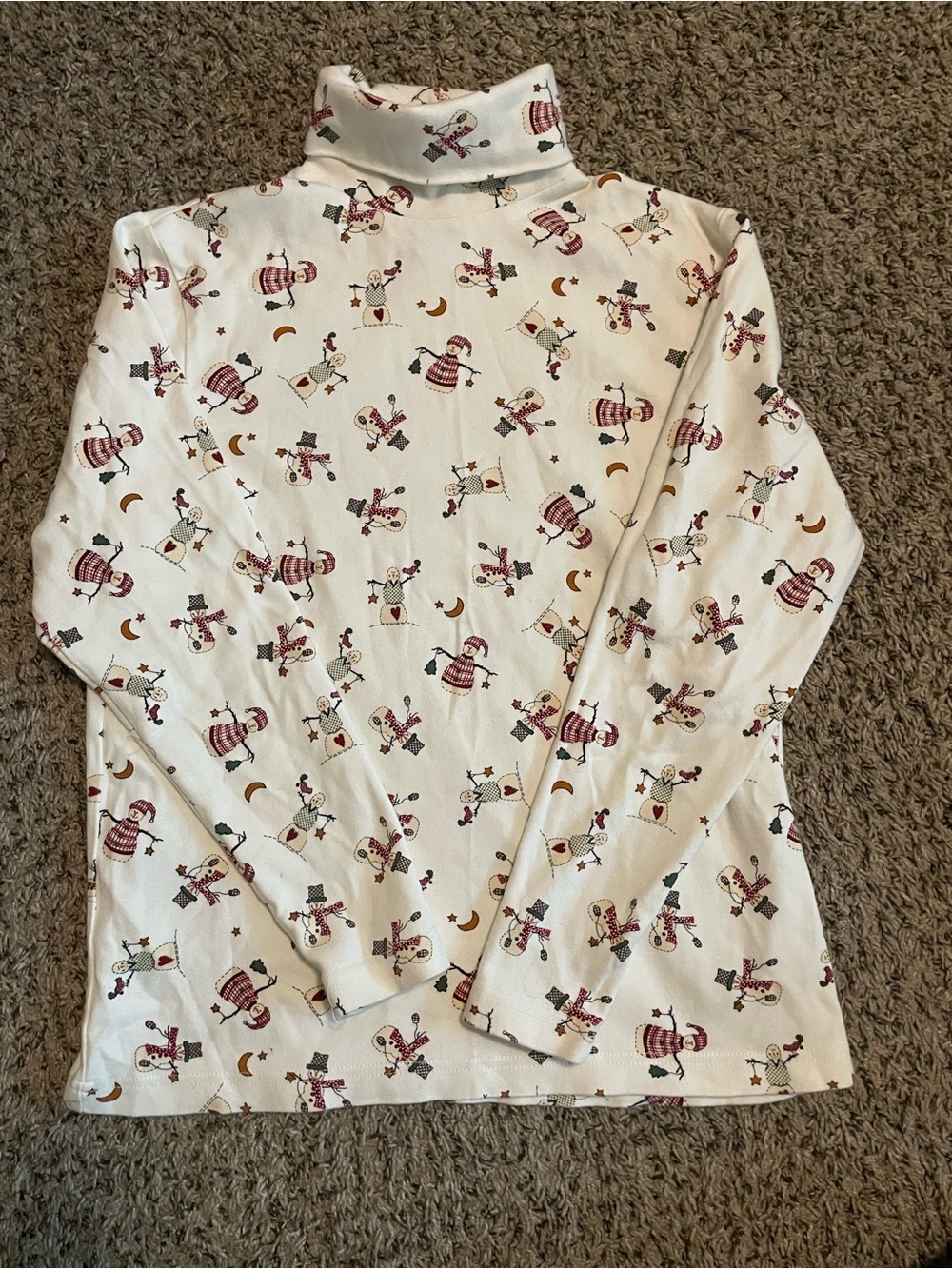 Women’s Croft & Barrow Cream Turtleneck with Snowman Print